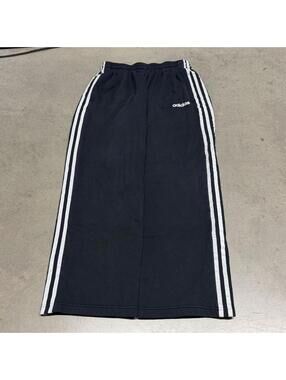 Vintage Adidas 3 Stripes Baggy Wide Leg Black and White Sweatpants Men's M